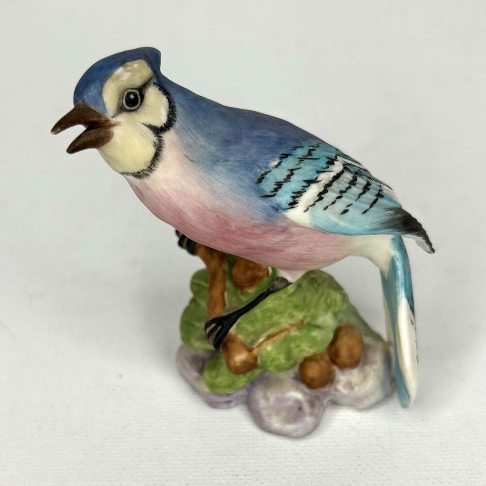 Vintage Royal Worcester Blue Jay 3646 Fine Bone China Bird Figurine